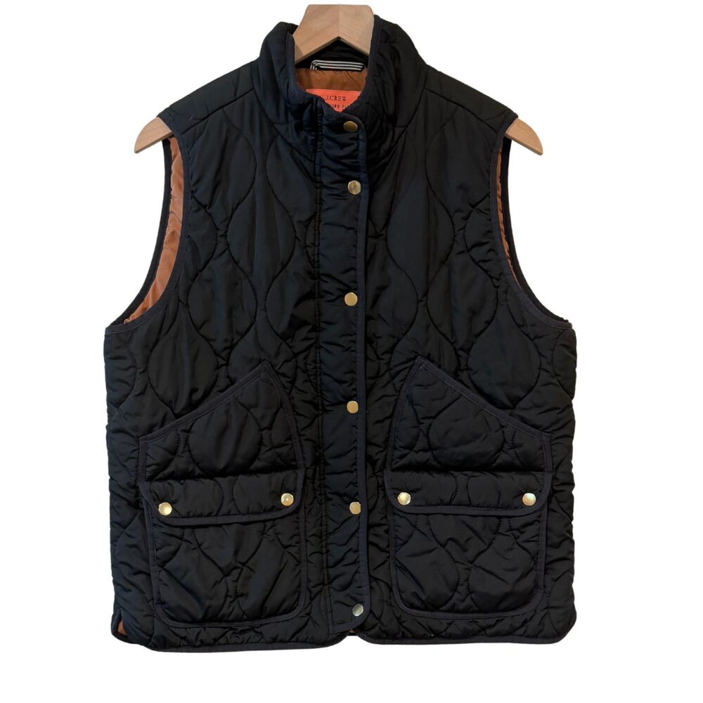 J Crew Black Signature Lightweight Super Warm Puffer Vest Size XL **Flawed**